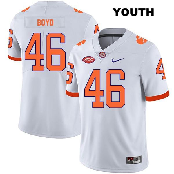 Youth Clemson Tigers #46 John Boyd Stitched White Legend Authentic Nike NCAA College Football Jersey YND1046ZP